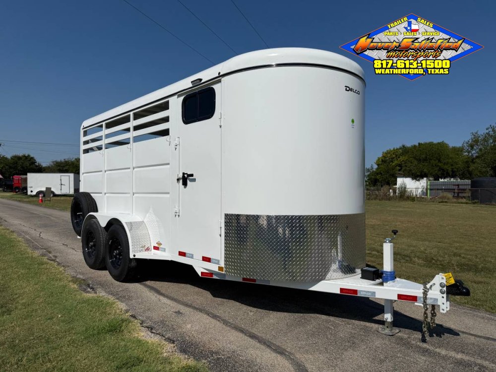 2026 DELCO 6' X 16' 3 HORSE BUMPER PULL TRAILER WITH SPARE, WHITE 12,000 GVWR