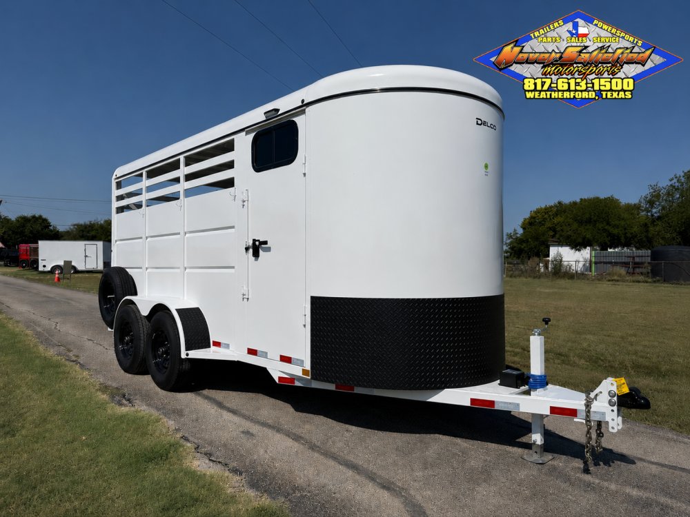 2026 DELCO 6' X 16' 3 HORSE BUMPER PULL TRAILER WITH SPARE, WHITE 12,000 GVWR