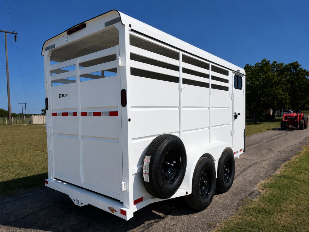 2026 DELCO 6' X 16' 3 HORSE BUMPER PULL TRAILER WITH SPARE, WHITE 12,000 GVWR