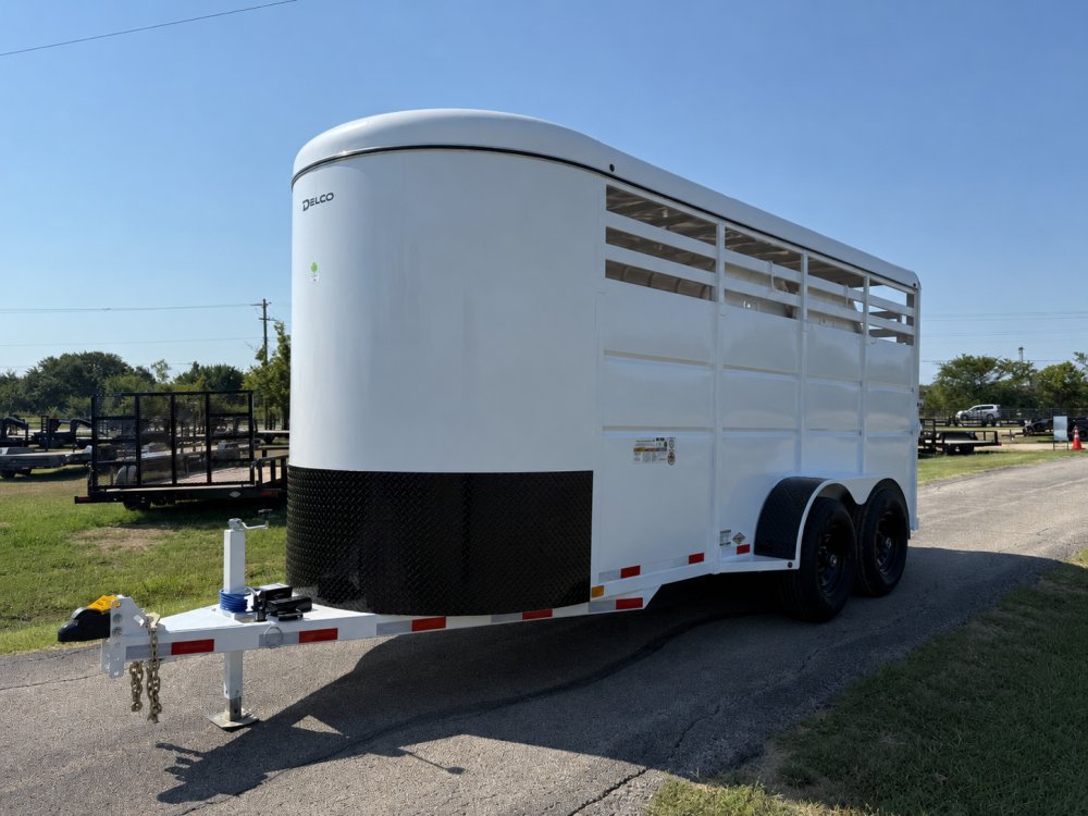 2026 DELCO 6' X 16' 3 HORSE BUMPER PULL TRAILER WITH SPARE, WHITE 12,000 GVWR