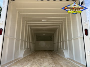 2027 DELCO E224 8' X 24' GOOSENECK ENCLOSED CARGO TRAILER WITH SPRING ASSISTED RAMP GATE AND SPARE 1