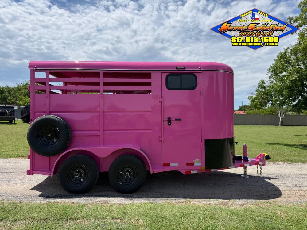 2026 DELCO 6' X 14' 2 HORSE BUMPER PULL TRAILER WITH SPARE, BUBBLEGUM PINK 12,000 GVWR