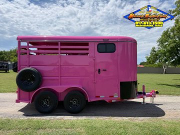 2026 DELCO 6' X 14' 2 HORSE BUMPER PULL TRAILER WITH SPARE, BUBBLEGUM PINK 12,000 GVWR