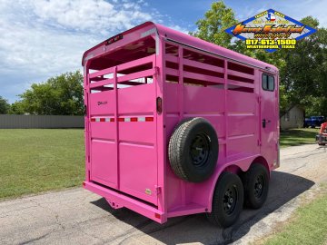 2026 DELCO 6' X 14' 2 HORSE BUMPER PULL TRAILER WITH SPARE, BUBBLEGUM PINK 12,000 GVWR