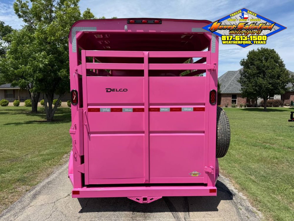 2026 DELCO 6' X 14' 2 HORSE BUMPER PULL TRAILER WITH SPARE, BUBBLEGUM PINK 12,000 GVWR