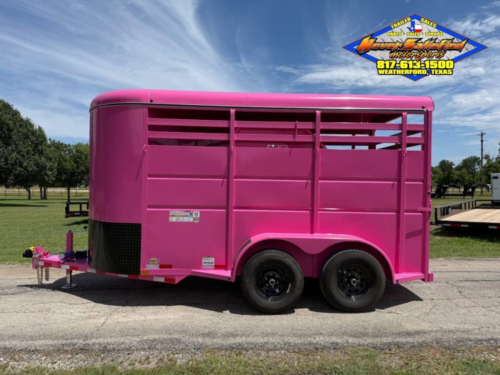 2026 DELCO 6' X 14' 2 HORSE BUMPER PULL TRAILER WITH SPARE, BUBBLEGUM PINK 12,000 GVWR