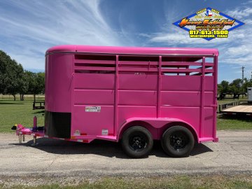 2026 DELCO 6' X 14' 2 HORSE BUMPER PULL TRAILER WITH SPARE, BUBBLEGUM PINK 12,000 GVWR
