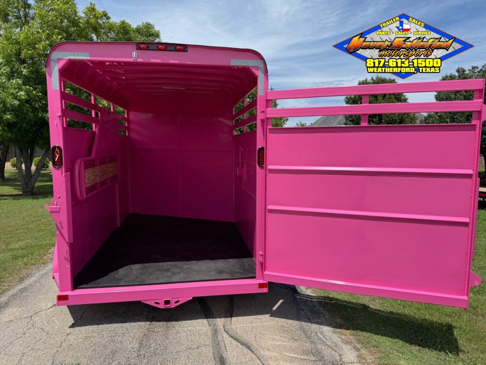 2026 DELCO 6' X 14' 2 HORSE BUMPER PULL TRAILER WITH SPARE, BUBBLEGUM PINK 12,000 GVWR