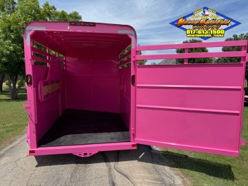 2026 DELCO 6' X 14' 2 HORSE BUMPER PULL TRAILER WITH SPARE, BUBBLEGUM PINK 12,000 GVWR