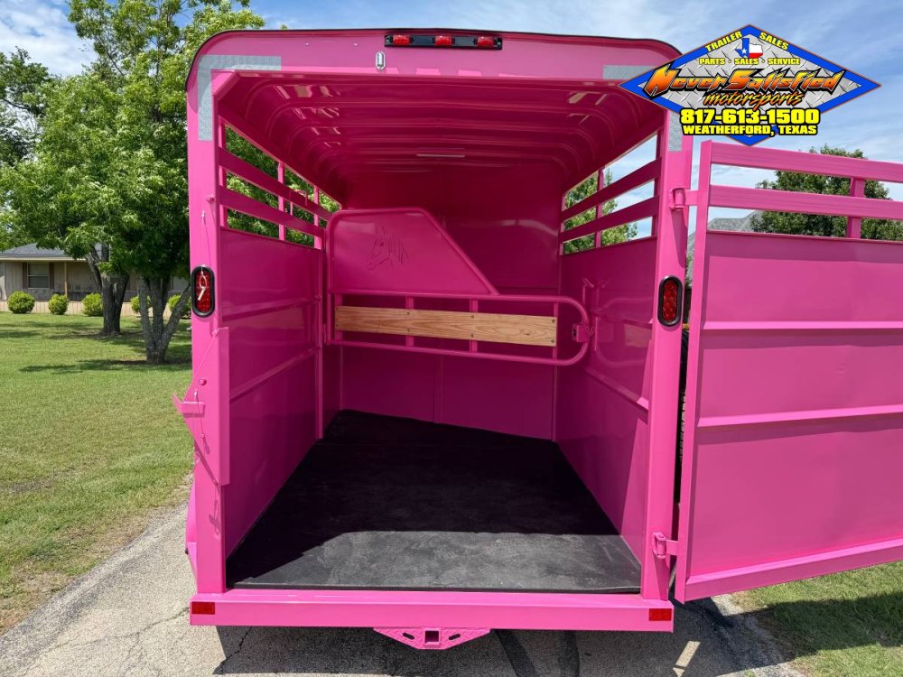 2026 DELCO 6' X 14' 2 HORSE BUMPER PULL TRAILER WITH SPARE, BUBBLEGUM PINK 12,000 GVWR