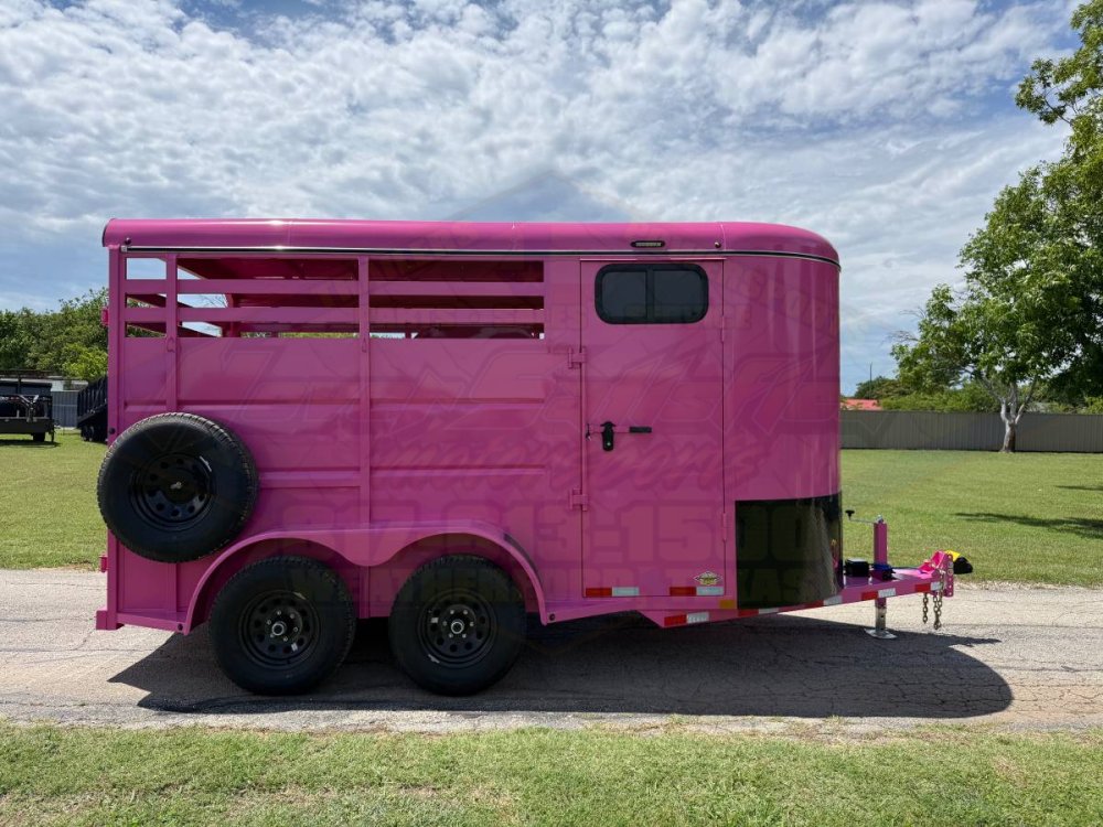 2026 DELCO 6' X 14' 2 HORSE BUMPER PULL TRAILER WITH SPARE, BUBBLEGUM PINK 12,000 GVWR