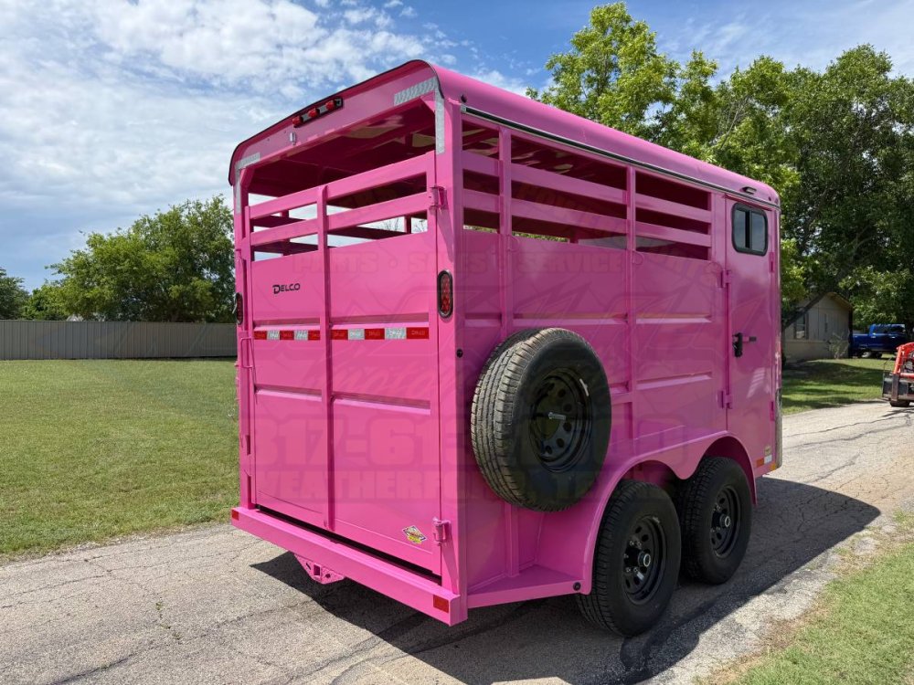 2026 DELCO 6' X 14' 2 HORSE BUMPER PULL TRAILER WITH SPARE, BUBBLEGUM PINK 12,000 GVWR