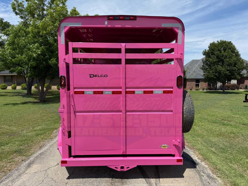 2026 DELCO 6' X 14' 2 HORSE BUMPER PULL TRAILER WITH SPARE, BUBBLEGUM PINK 12,000 GVWR