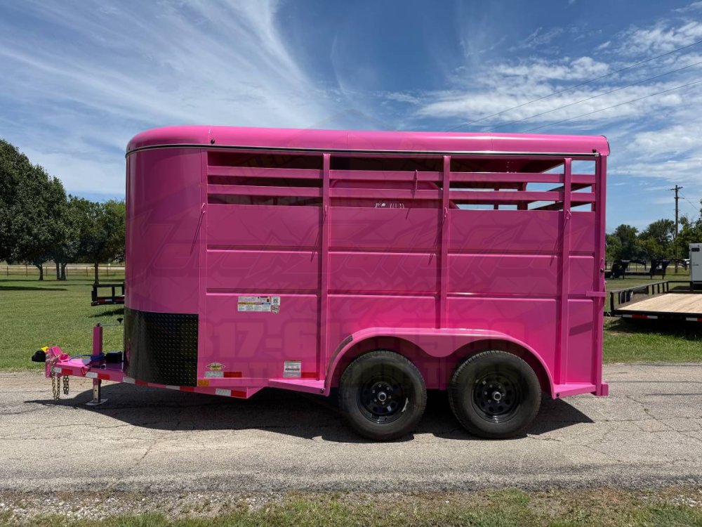 2026 DELCO 6' X 14' 2 HORSE BUMPER PULL TRAILER WITH SPARE, BUBBLEGUM PINK 12,000 GVWR