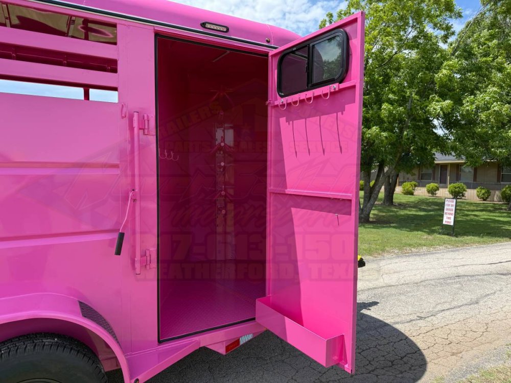 2026 DELCO 6' X 14' 2 HORSE BUMPER PULL TRAILER WITH SPARE, BUBBLEGUM PINK 12,000 GVWR