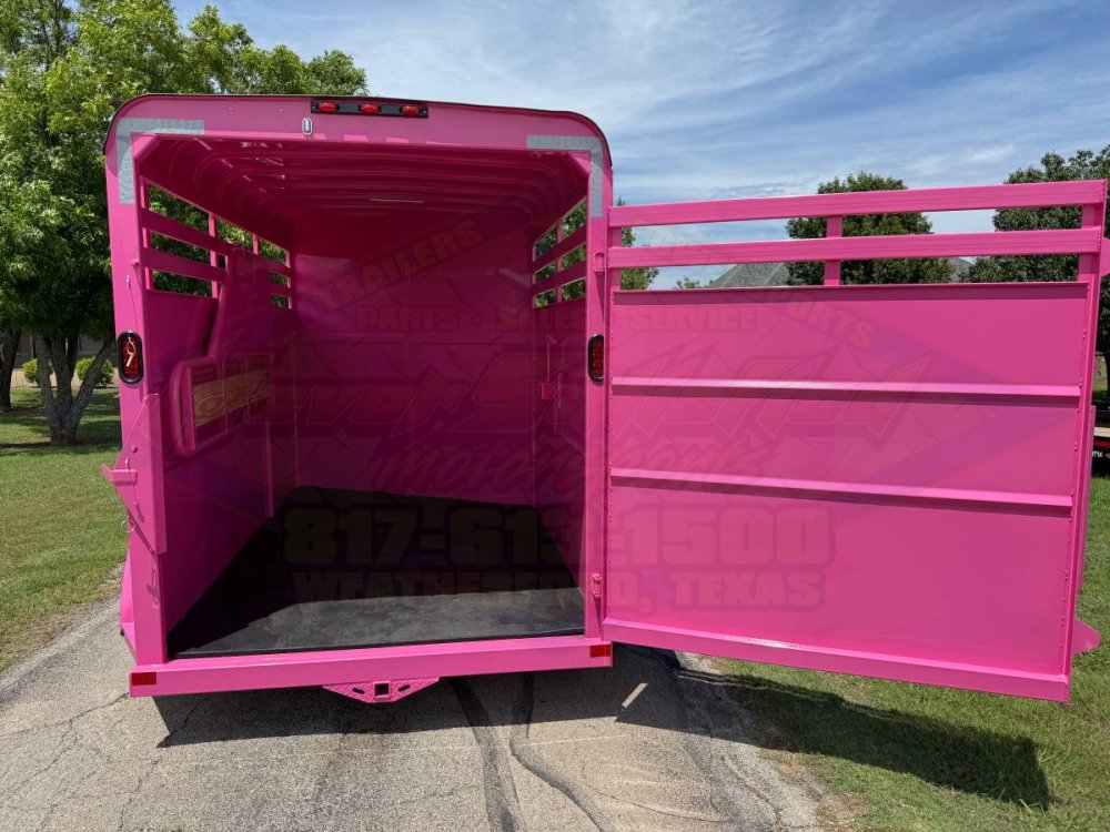 2026 DELCO 6' X 14' 2 HORSE BUMPER PULL TRAILER WITH SPARE, BUBBLEGUM PINK 12,000 GVWR