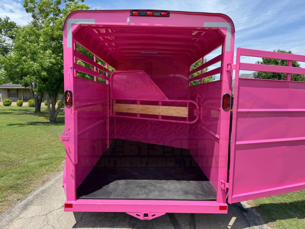 2026 DELCO 6' X 14' 2 HORSE BUMPER PULL TRAILER WITH SPARE, BUBBLEGUM PINK 12,000 GVWR
