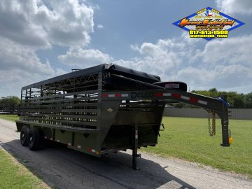 2026 DELCO 6' 8" X 20' BAR TOP GOOSENECK CATTLE STOCK TRAILER 14K-GVWR FORD MARSH GRAY