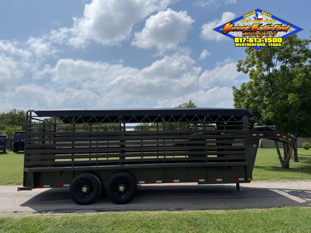 2026 DELCO 6' 8" X 20' BAR TOP GOOSENECK CATTLE STOCK TRAILER 14K-GVWR FORD MARSH GRAY