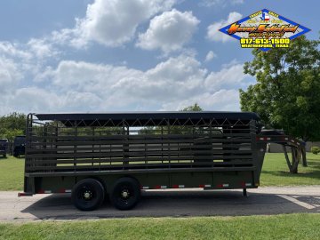 2026 DELCO 6' 8" X 20' BAR TOP GOOSENECK CATTLE STOCK TRAILER 14K-GVWR FORD MARSH GRAY