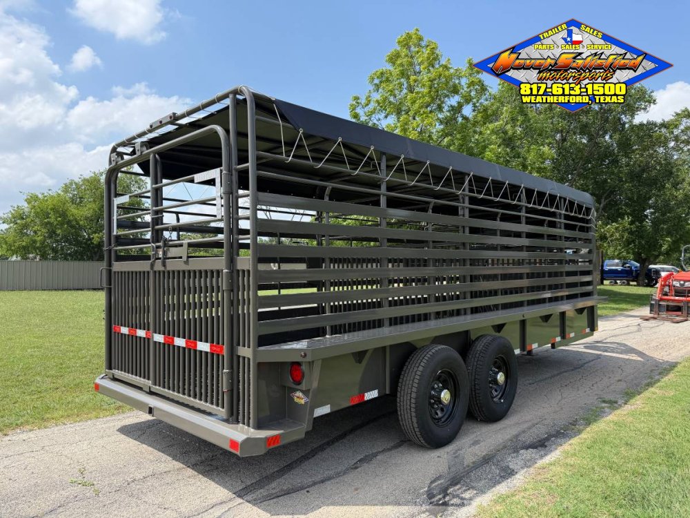 2026 DELCO 6' 8" X 20' BAR TOP GOOSENECK CATTLE STOCK TRAILER 14K-GVWR FORD MARSH GRAY