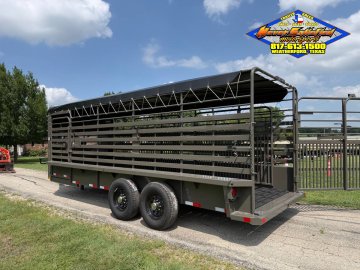 2026 DELCO 6' 8" X 20' BAR TOP GOOSENECK CATTLE STOCK TRAILER 14K-GVWR FORD MARSH GRAY