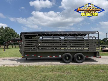 2026 DELCO 6' 8" X 20' BAR TOP GOOSENECK CATTLE STOCK TRAILER 14K-GVWR FORD MARSH GRAY