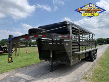 2026 DELCO 6' 8" X 20' BAR TOP GOOSENECK CATTLE STOCK TRAILER 14K-GVWR FORD MARSH GRAY