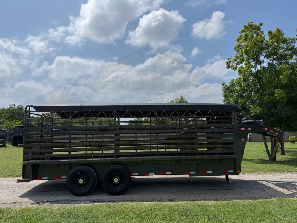 2026 DELCO 6' 8" X 20' BAR TOP GOOSENECK CATTLE STOCK TRAILER 14K-GVWR FORD MARSH GRAY