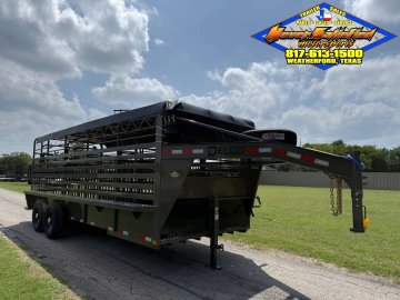 2026 DELCO 6' 8" X 20' BAR TOP GOOSENECK CATTLE STOCK TRAILER 14K-GVWR FORD MARSH GRAY