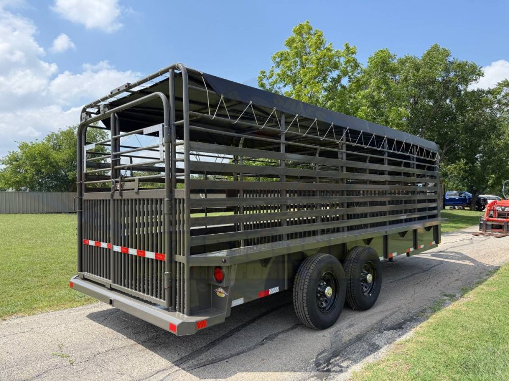 2026 DELCO 6' 8" X 20' BAR TOP GOOSENECK CATTLE STOCK TRAILER 14K-GVWR FORD MARSH GRAY
