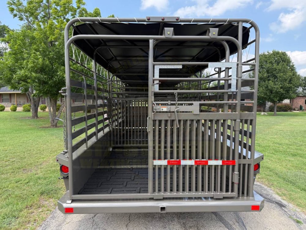 2026 DELCO 6' 8" X 20' BAR TOP GOOSENECK CATTLE STOCK TRAILER 14K-GVWR FORD MARSH GRAY