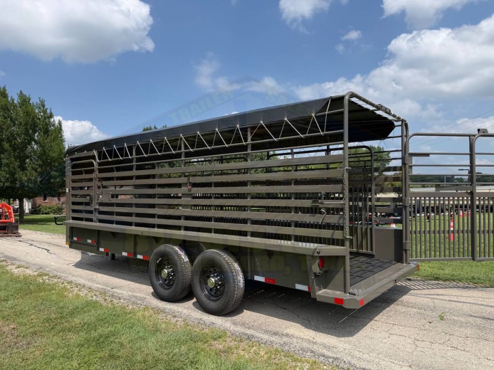 2026 DELCO 6' 8" X 20' BAR TOP GOOSENECK CATTLE STOCK TRAILER 14K-GVWR FORD MARSH GRAY