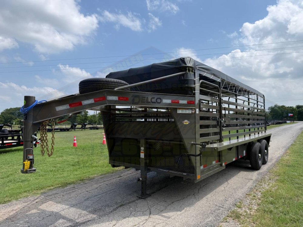 2026 DELCO 6' 8" X 20' BAR TOP GOOSENECK CATTLE STOCK TRAILER 14K-GVWR FORD MARSH GRAY