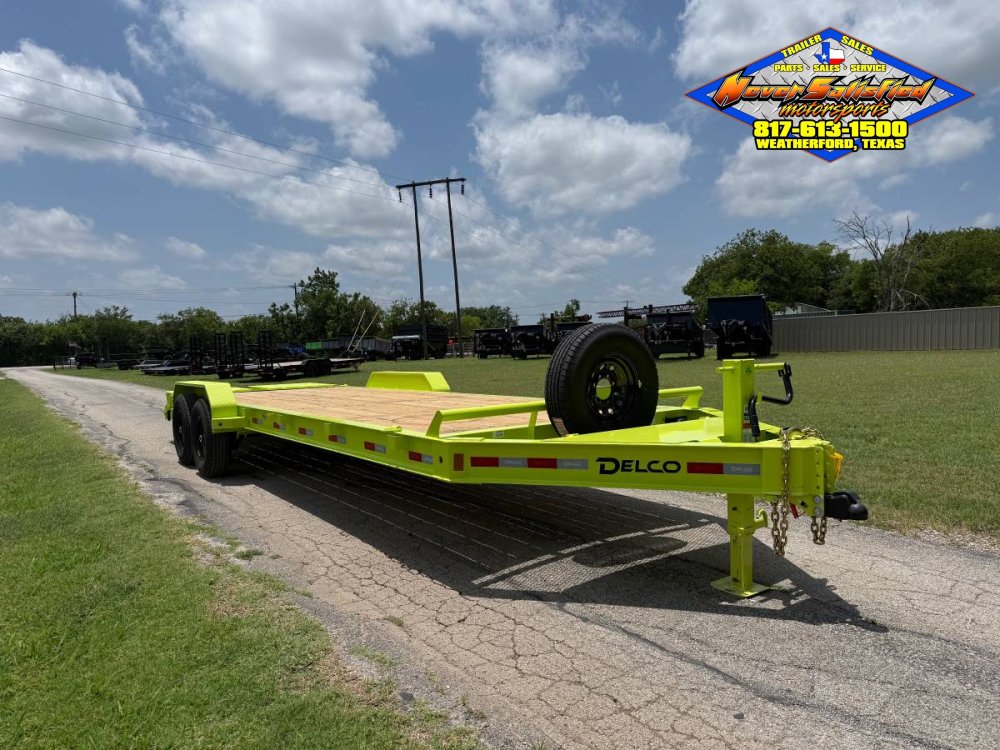 2026 DELCO 83" X 24' EQUIPMENT TRAILER WITH STAND UP RAMPS & SPARE MEAN GREEN 14K-GVWR