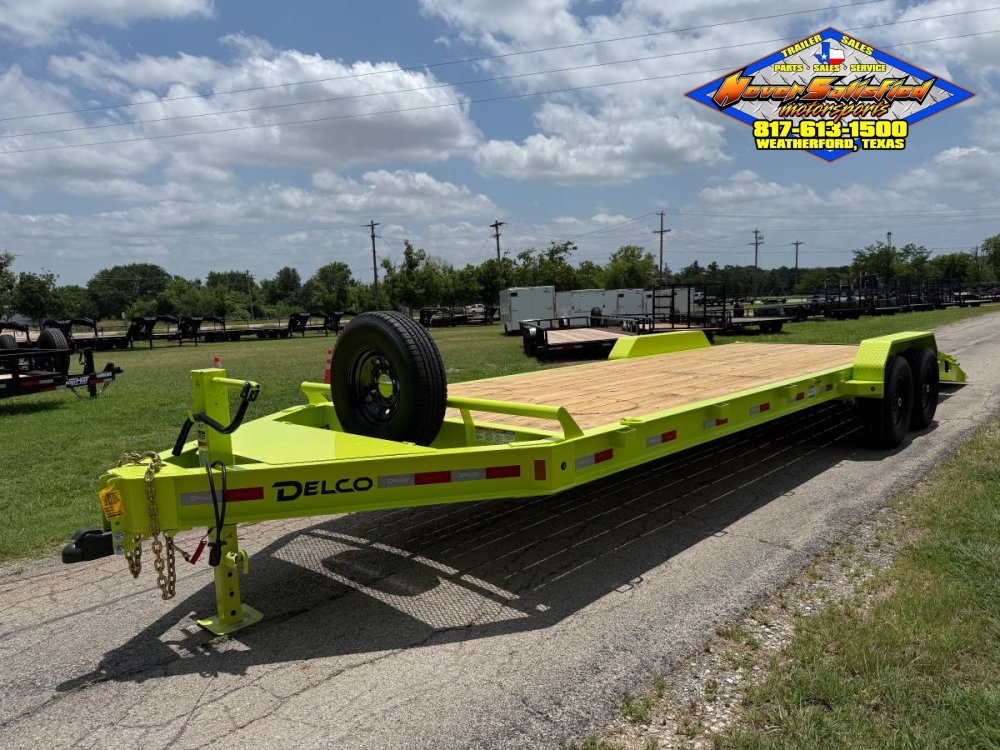 2026 DELCO 83" X 24' EQUIPMENT TRAILER WITH STAND UP RAMPS & SPARE MEAN GREEN 14K-GVWR