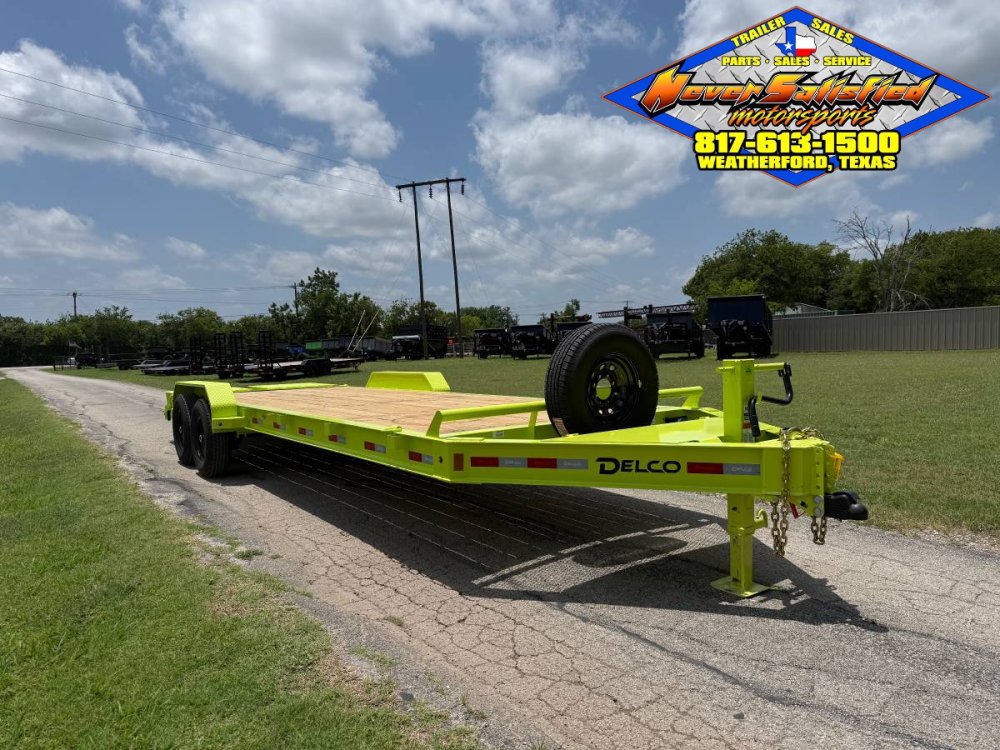 2026 DELCO 83" X 24' EQUIPMENT TRAILER WITH STAND UP RAMPS & SPARE MEAN GREEN 14K-GVWR
