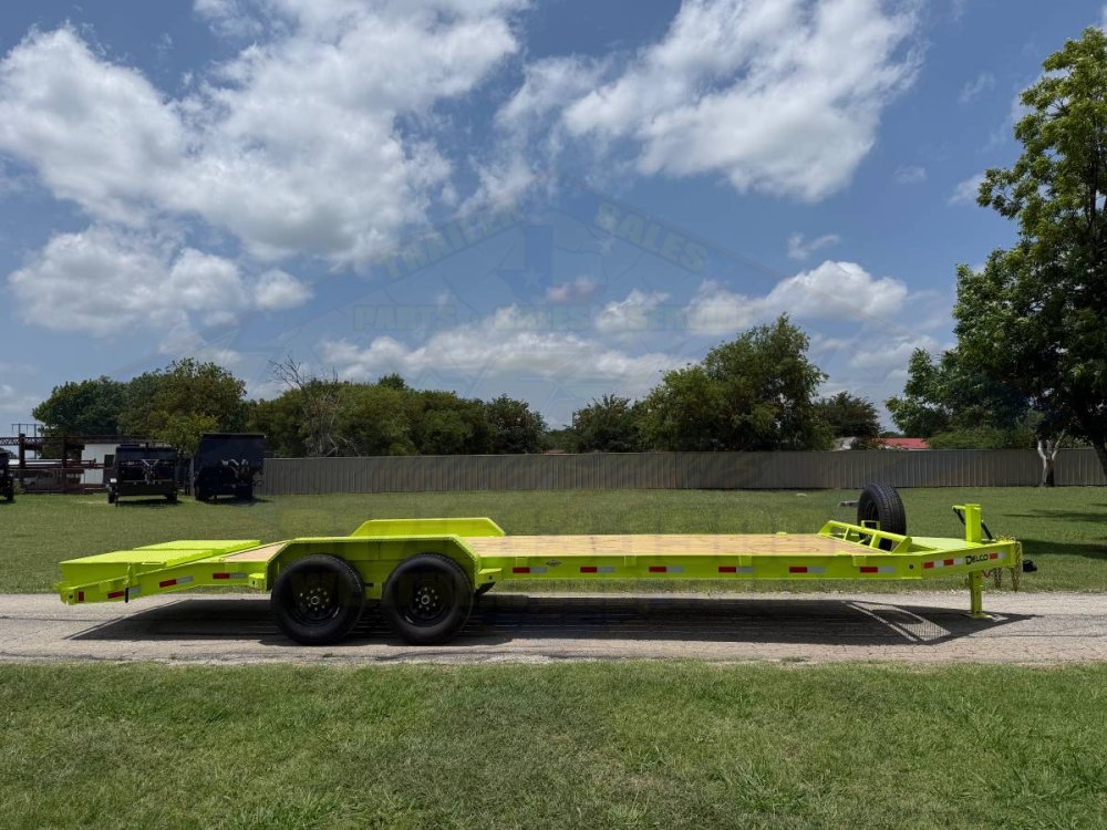 2026 DELCO 83" X 24' EQUIPMENT TRAILER WITH STAND UP RAMPS & SPARE MEAN GREEN 14K-GVWR