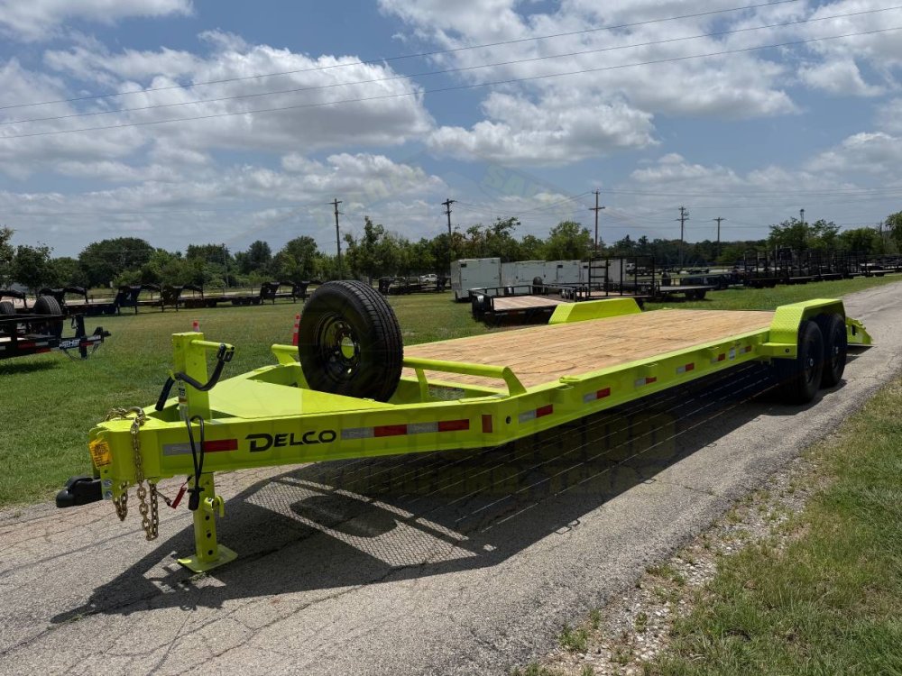 2026 DELCO 83" X 24' EQUIPMENT TRAILER WITH STAND UP RAMPS & SPARE MEAN GREEN 14K-GVWR