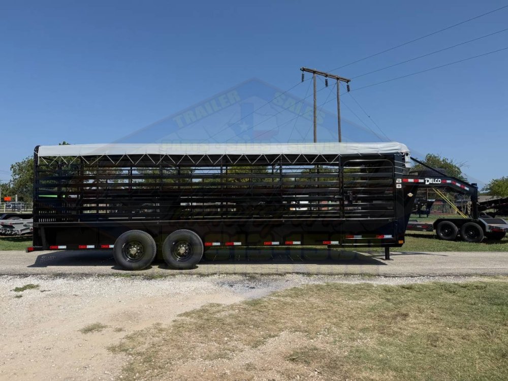 2027 DELCO 6' 8" X 24' BAR TOP GOOSENECK CATTLE STOCK TRAILER, BLACK/GRAY 14,000 GVWR