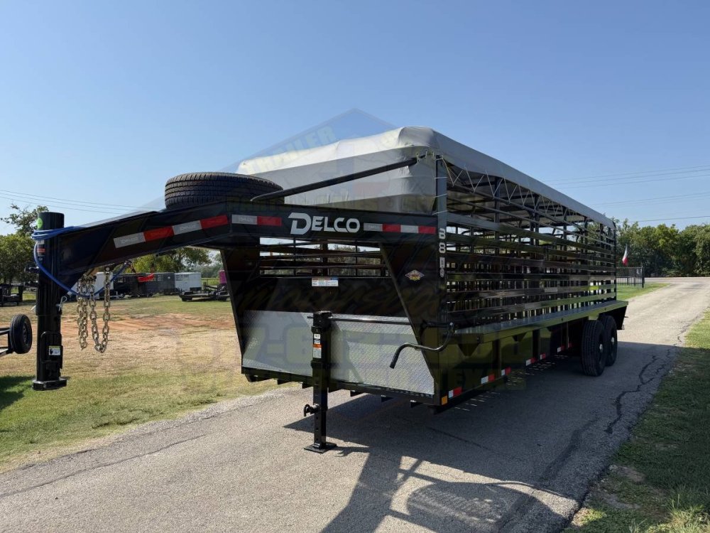 2027 DELCO 6' 8" X 24' BAR TOP GOOSENECK CATTLE STOCK TRAILER, BLACK/GRAY 14,000 GVWR