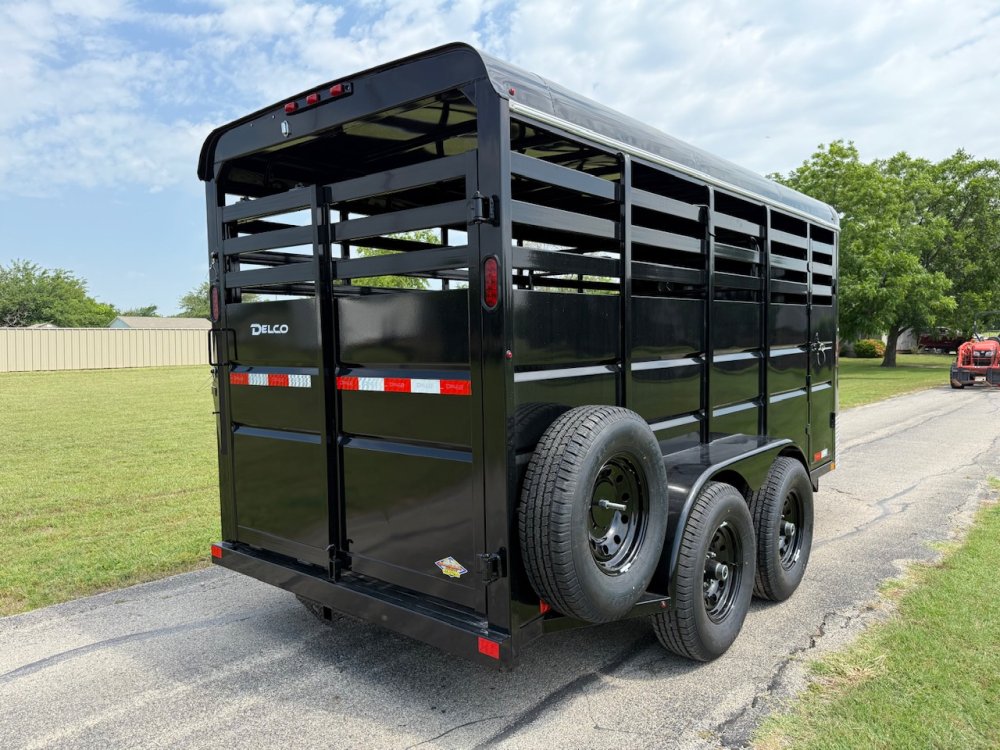 2026 DELCO 6' X 16' BUMPER PULL STOCK TRAILER BLACK 12,000 GVWR