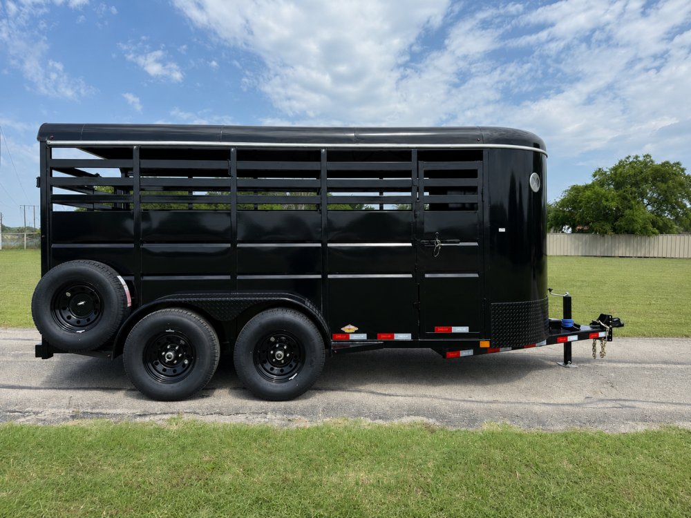 2026 DELCO 6' X 16' BUMPER PULL STOCK TRAILER BLACK 12,000 GVWR