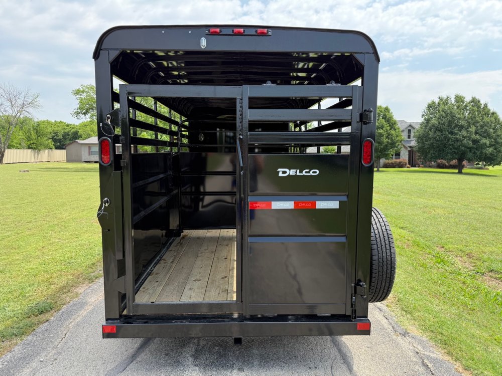 2026 DELCO 6' X 16' BUMPER PULL STOCK TRAILER BLACK 12,000 GVWR