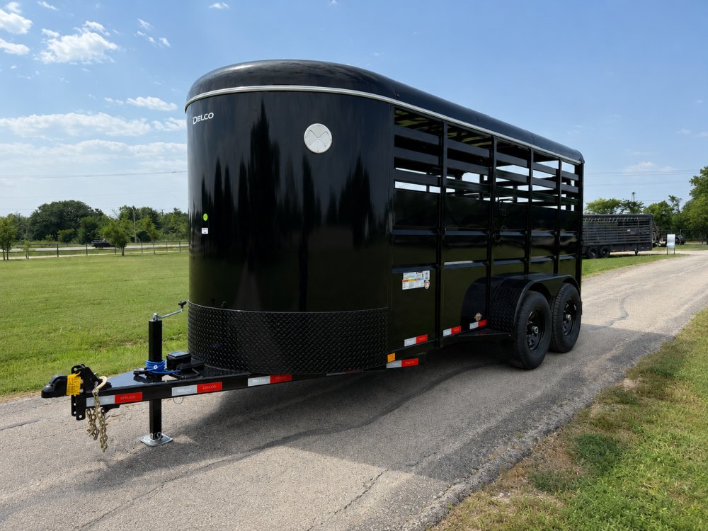 2026 DELCO 6' X 16' BUMPER PULL STOCK TRAILER BLACK 12,000 GVWR