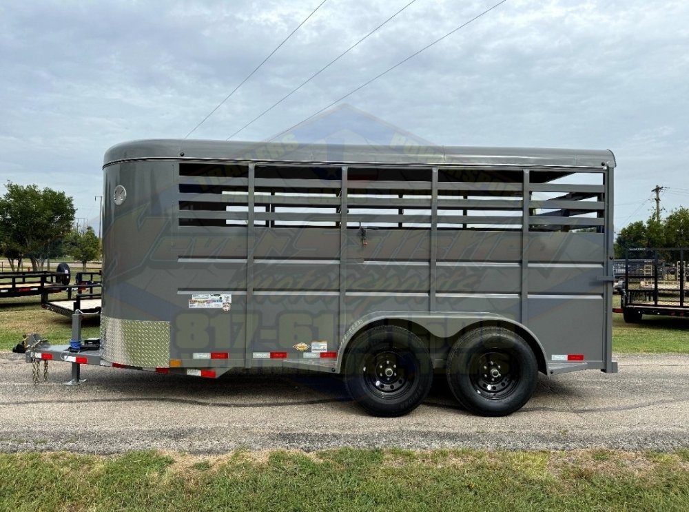 2027 DELCO 6' X 16' BUMPER PULL STOCK TRAILER FIGHTER JET GRAY 12,000 GVWR