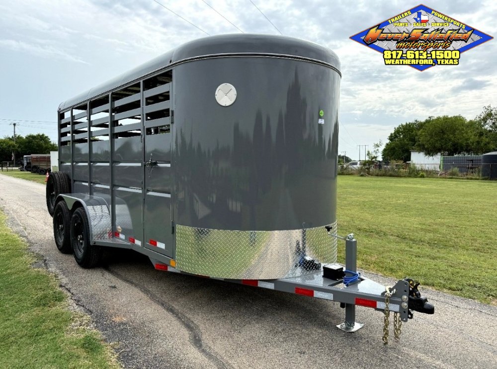 2027 DELCO 6' X 16' BUMPER PULL STOCK TRAILER FIGHTER JET GRAY 12,000 GVWR