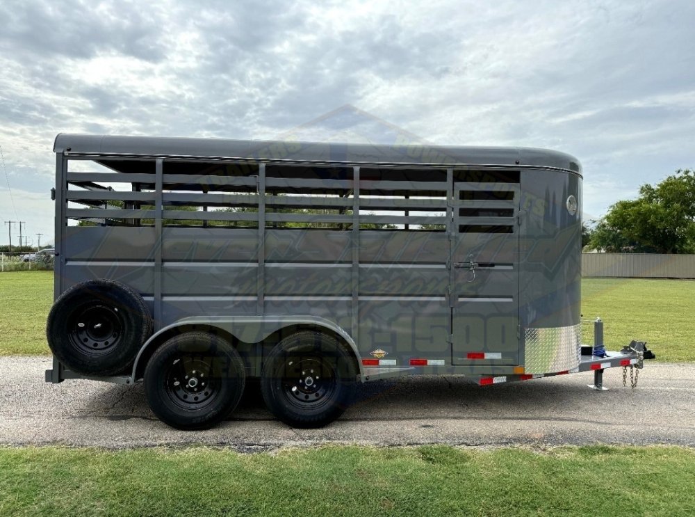 2027 DELCO 6' X 16' BUMPER PULL STOCK TRAILER FIGHTER JET GRAY 12,000 GVWR
