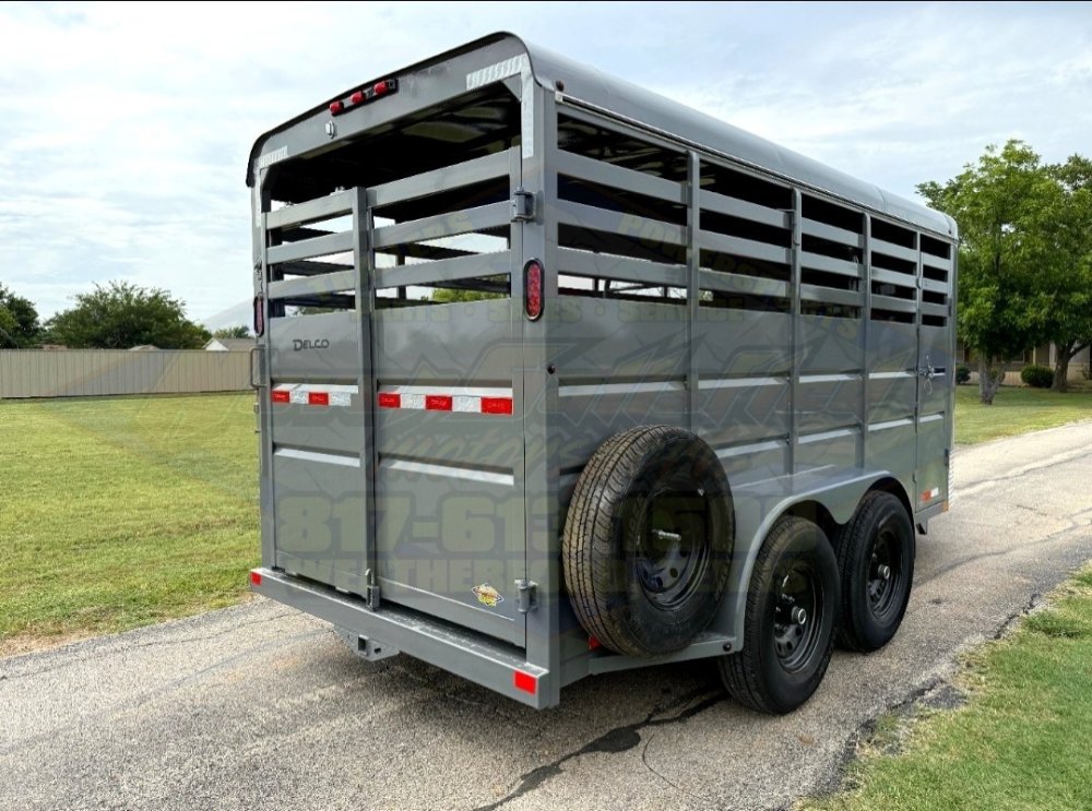 2027 DELCO 6' X 16' BUMPER PULL STOCK TRAILER FIGHTER JET GRAY 12,000 GVWR