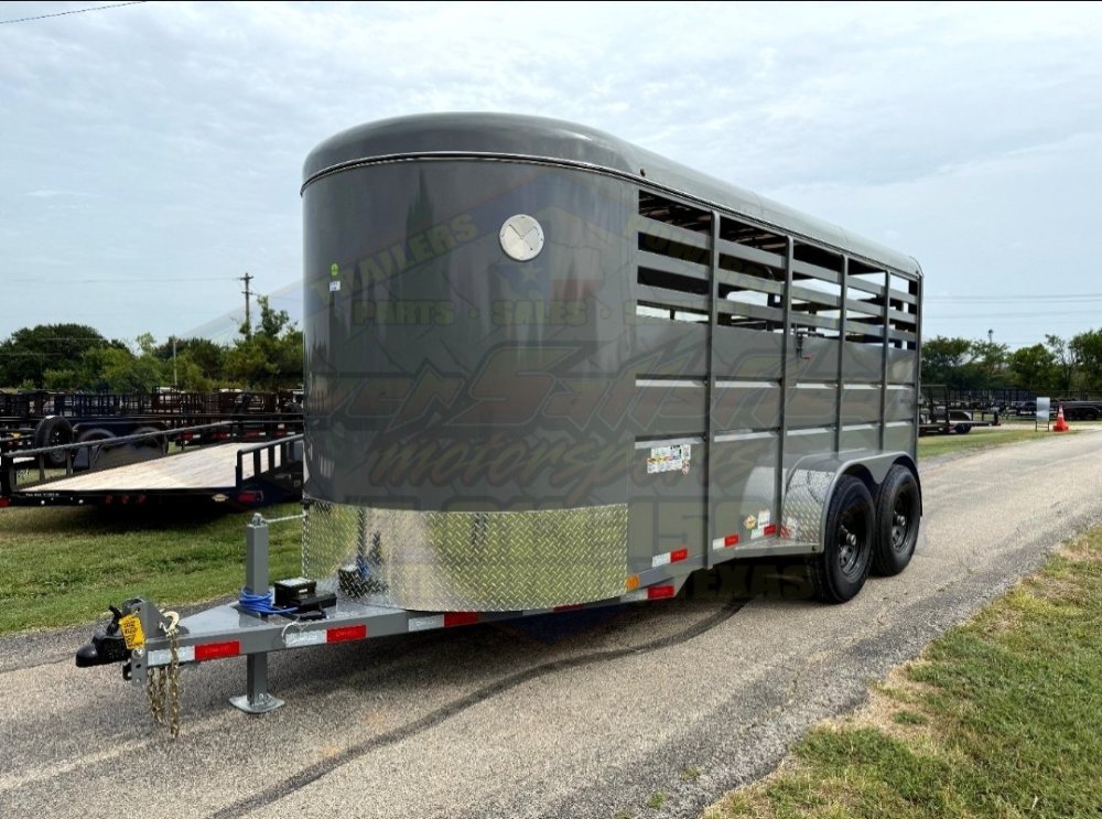 2027 DELCO 6' X 16' BUMPER PULL STOCK TRAILER FIGHTER JET GRAY 12,000 GVWR